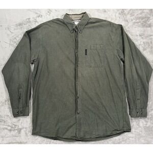 Columbia Shirt Mens XLT Green Plaid Button Down Chest Pocket Brushed Cotton